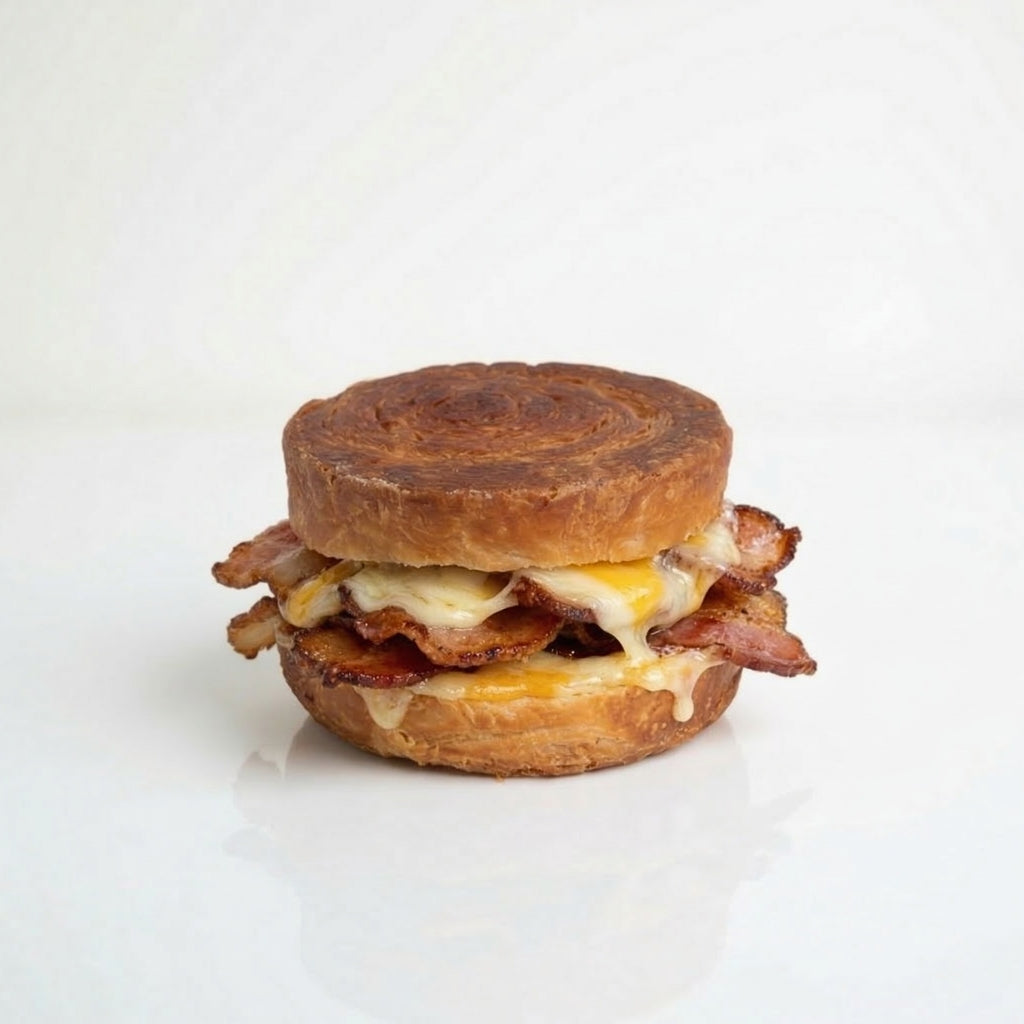Croissant roll relleno de bacon y queso