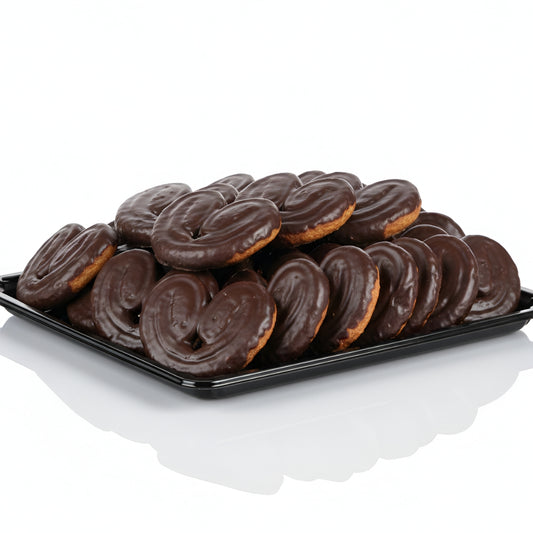 Bandeja de palmeritas de chocolate de hojaldre